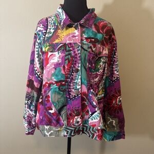 Phool Hippie Paisley Denim Jacket Cowgirl 2 Pocket Button Up Boho‎ Womens PL